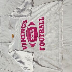Vikings Football Jersey Youth Size S/M White And Pink